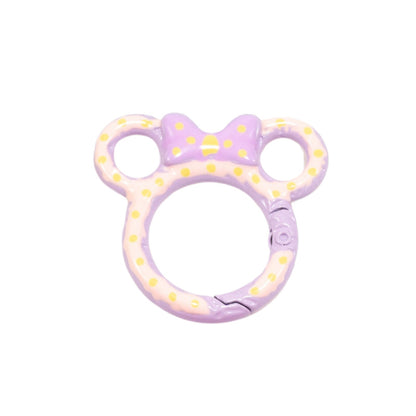 38*35mm Painted Color Spring Buckle Mickey Open Ring Hand Painted Spring Ring Keychain DIY Accessories Alloy Connecting Ring