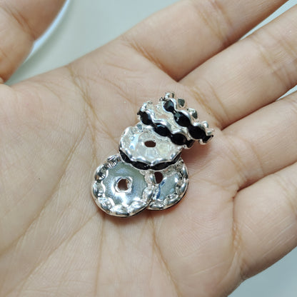 15mm Cross-border Hot-selling Silver Bead Spacer Round Rhinestone Ring Wheel Spacer Wavy Edge Diamond Spacer Accessories