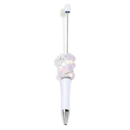 Cross-border rose bead pen wholesale creative DIY plastic beaded ballpoint pen hand sticker diamond bead pen