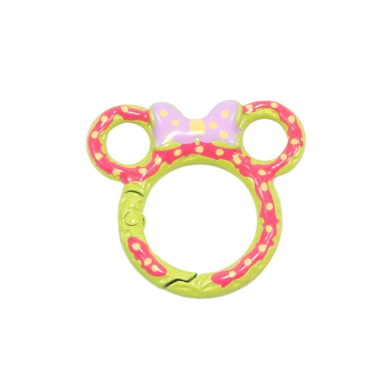 38*35mm Painted Color Spring Buckle Mickey Open Ring Hand Painted Spring Ring Keychain DIY Accessories Alloy Connecting Ring