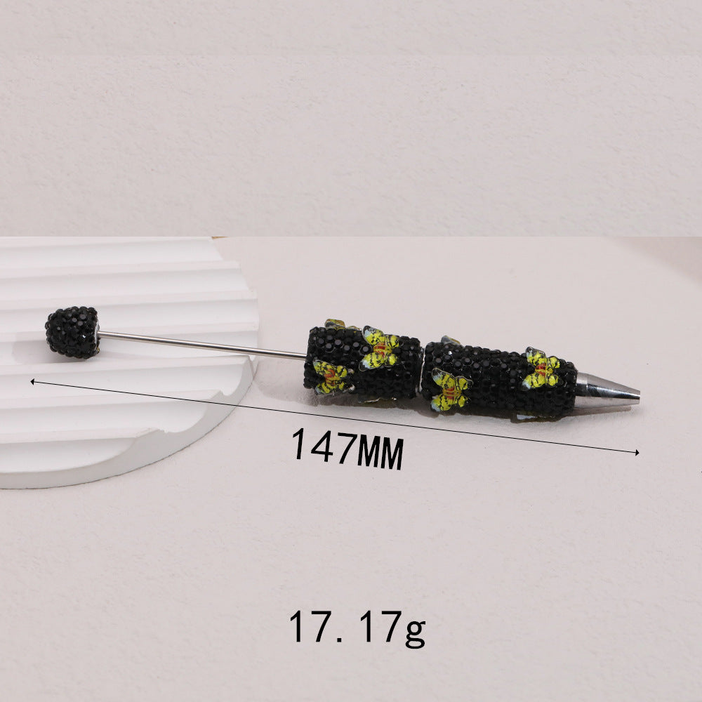 Cross-border creative butterfly soft pottery full of diamonds handmade bead pen DIY small gift gift pen creative ballpoint pen