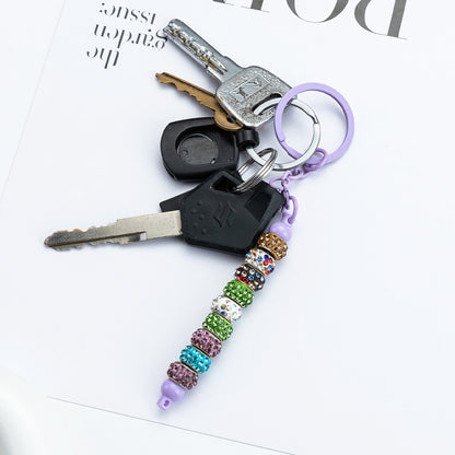 New DIY beaded keychain pendant, small gift metal keychain pendant, spot candy-colored keychain.