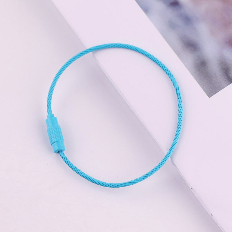 50mm Key Ring Creative Color Painted Wire Ring Wire Rope Rotating Screw Key Ring Keychain DIY Jewelry Accessories