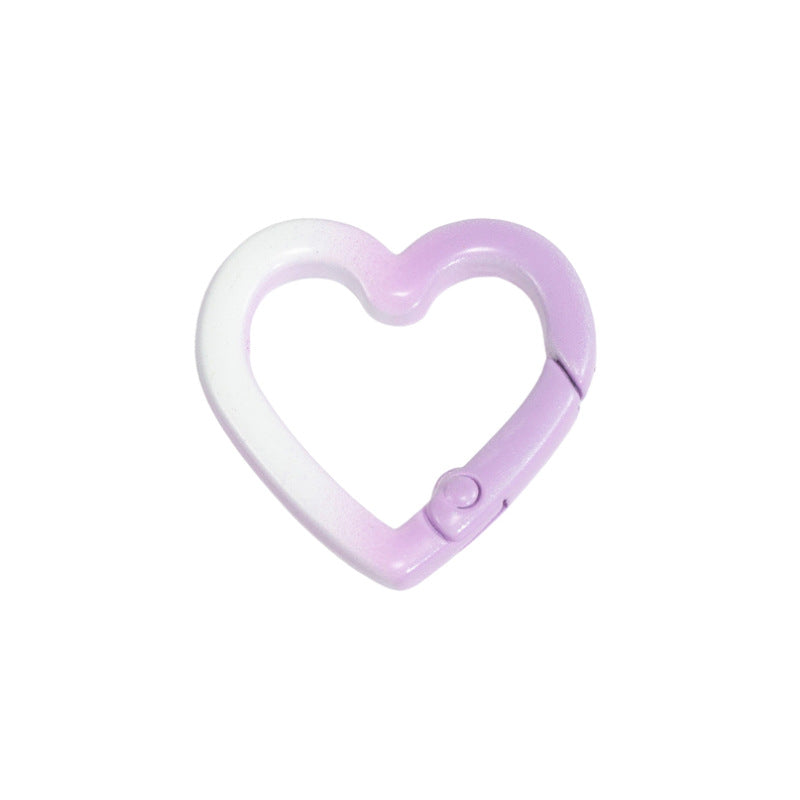 24*24mm Two-color Love Spring Buckle Heart-shaped Opening Ring Gradual Change Ring Keychain DIY Accessories Alloy Connecting Ring