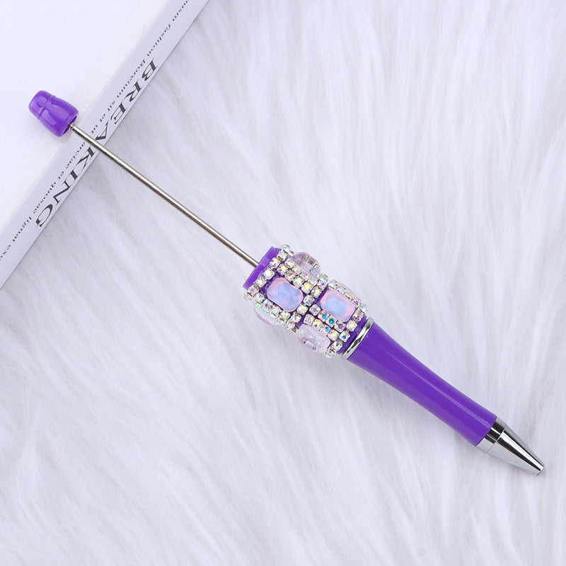 DIY diamond-encrusted sugar cube bead pen, purely handmade patch square grid bag diamond plastic ballpoint pen creative diamond-encrusted bead pen