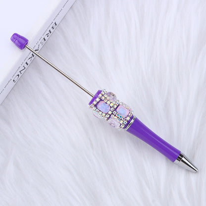 DIY diamond-encrusted sugar cube bead pen, purely handmade patch square grid bag diamond plastic ballpoint pen creative diamond-encrusted bead pen