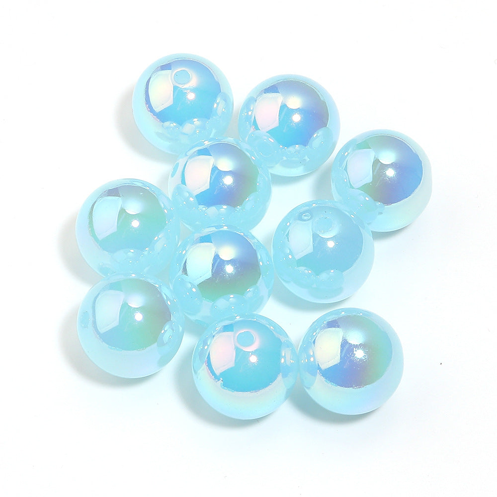 16Mm White Moonlight Plated Colored Round Beads Acrylic Magic Round Beads DIY Jewelry Accessories Versatile Pen Beads Beaded Loose Beads