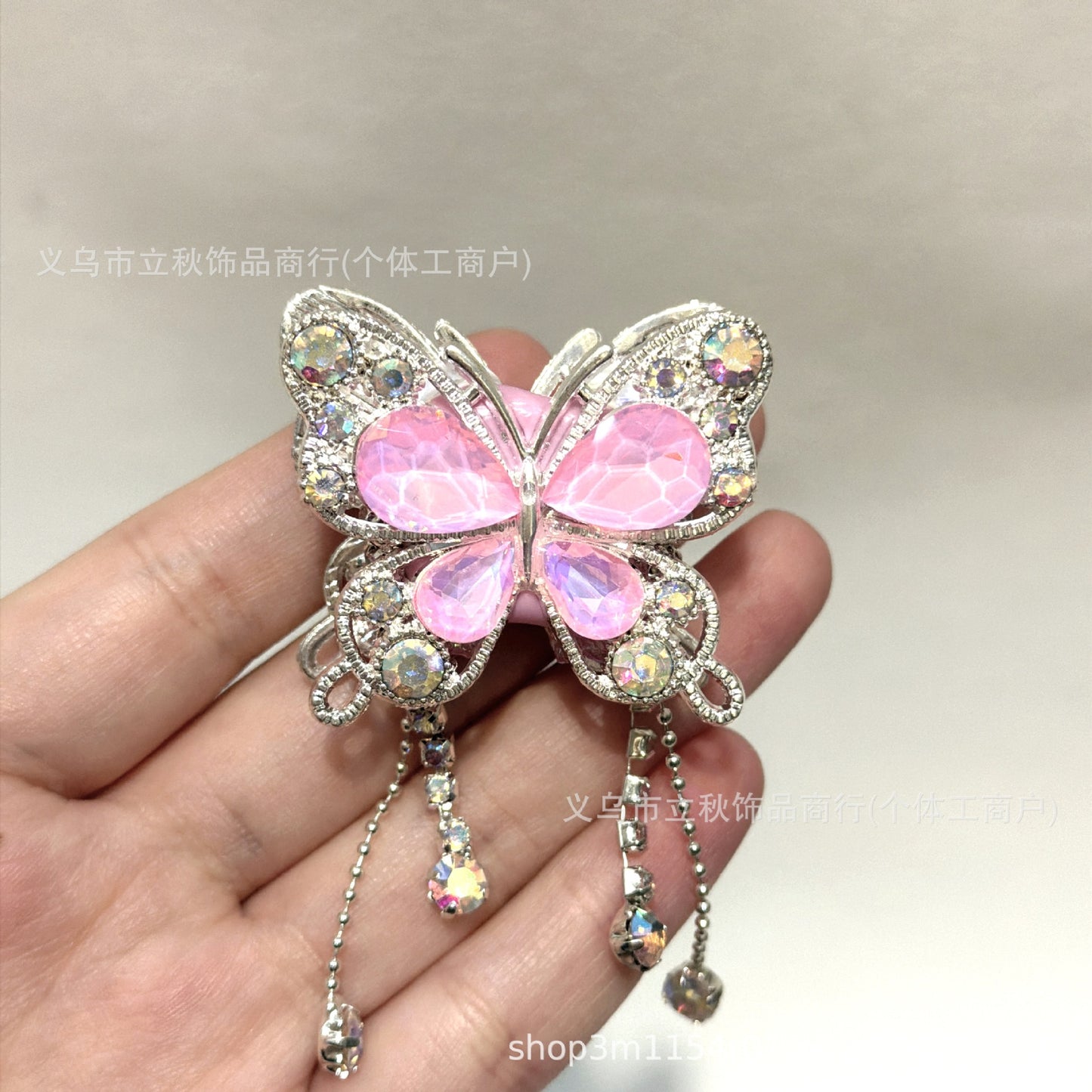 Heavy Industry Soft Pottery Three-dimensional Advanced Sense Butterfly Crystal Tassel Beads Wear Pen Loose Beads Handmade Mobile Phone Chain Accessories DIY