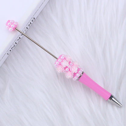 DIY new heavy industry bead pen, flower pearl bead pen, handmade patch pen cap with drill swirling gift pen