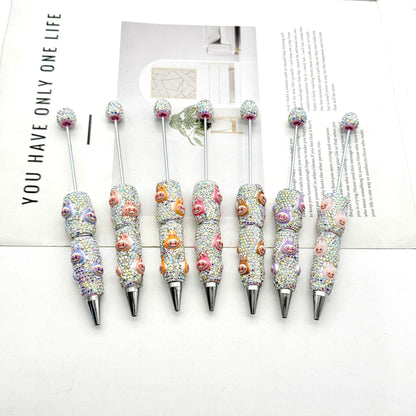 Cute labubu cloth full diamond bead pen DIY POP MART heavy industry cartoon pen creative ballpoint pen