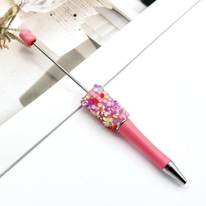New DIY petal sequined bead pen, Macaron multi-color bead-piercing ballpoint pen cross-border sprouting pen manufacturers wholesale
