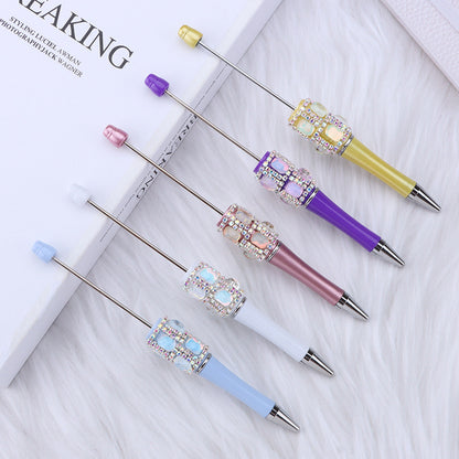 DIY diamond-encrusted sugar cube bead pen, purely handmade patch square grid bag diamond plastic ballpoint pen creative diamond-encrusted bead pen