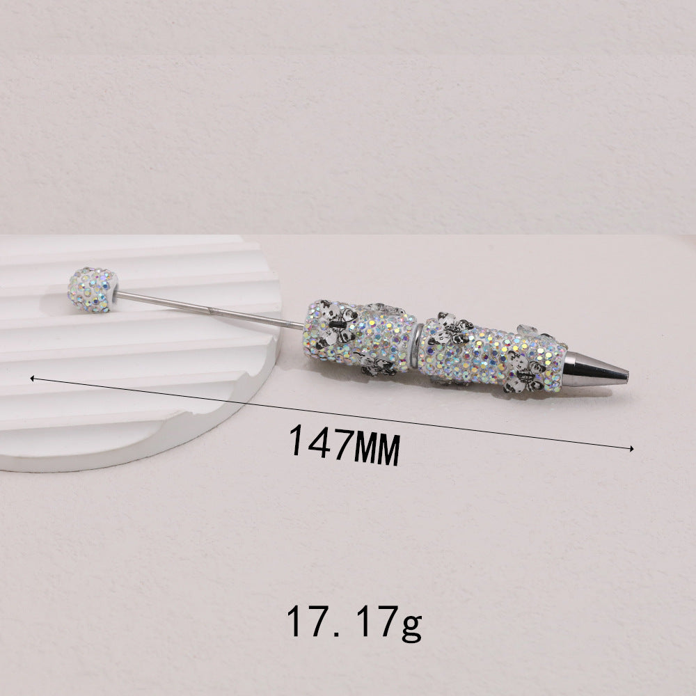 Cross-border creative butterfly soft pottery full of diamonds handmade bead pen DIY small gift gift pen creative ballpoint pen