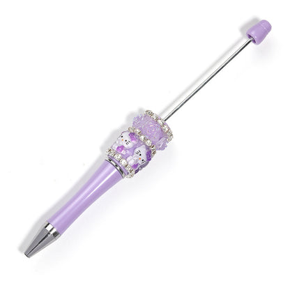 Heavy Industry DIY Resin HelloKitty Cat Camellia Rose Rhinestone Chain Beaded Ballpoint Pen