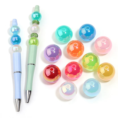 16Mm white moonlight plated colored round beads acrylic magic round beads DIY jewelry accessories versatile pen beads beaded loose beads