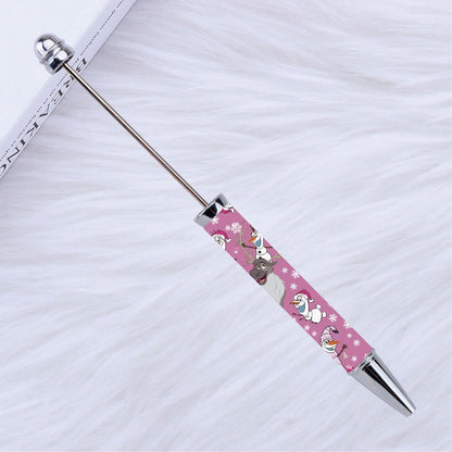 New Style DIY Plastic Beadable Pens with Cartoon Prints