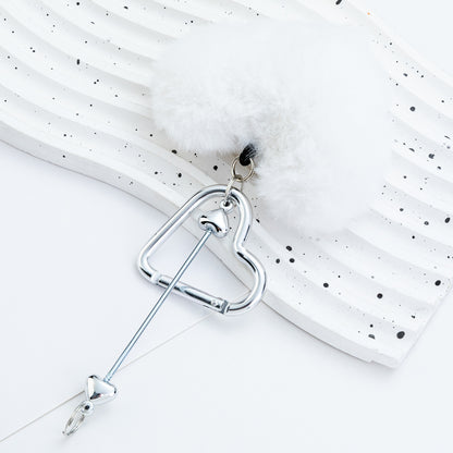 Cross-border DIY beaded love mountaineering buckle creative plush pendant mountaineering buckle love lock hairball mountaineering buckle