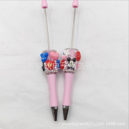 DIY sugar bead pen Mickey Minnie Winnie bear KT and other cartoon pens spot wholesale Moe grain creative ballpoint pen