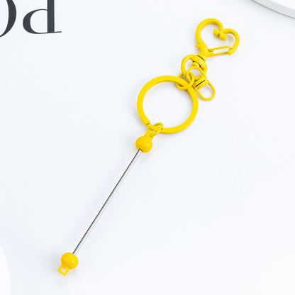 New DIY beaded love keychain pendant, small gift pendant, metal keychain, candy-colored keychain.