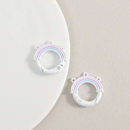 Creative Little Fresh Rainbow with Three Rings of Spring Buckle Jewelry Accessories Bag Buckle Keychain DIY Pendant Material Wholesale