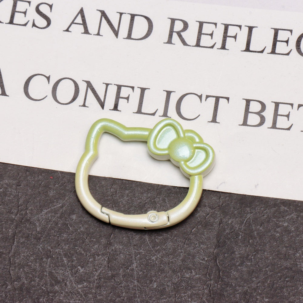 37*30mm Two-color Paint Gradual Change Cute Bow Kitten Spring Buckle DIY Accessories Keychain Bag Pendant
