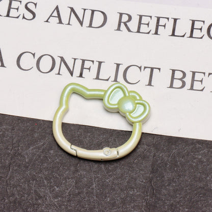37*30mm Two-color Paint Gradual Change Cute Bow Kitten Spring Buckle DIY Accessories Keychain Bag Pendant