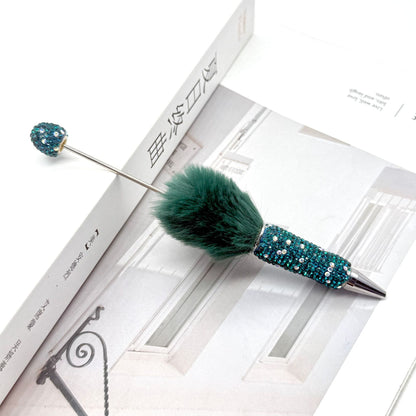 Hairball AB full drill bead pen, pen cap with drill pure hand sticker drill ballpoint pen beadedpen cute plush pen