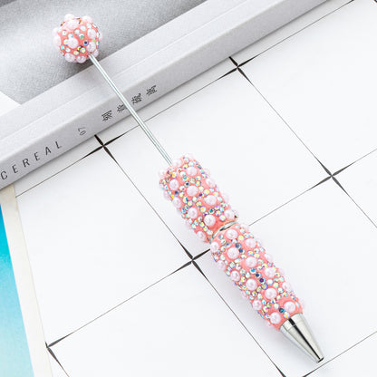 Cross-border DIY pearl bead pen handmade full of diamonds pearl bead pen swirling multi-color bead pen plastic pen