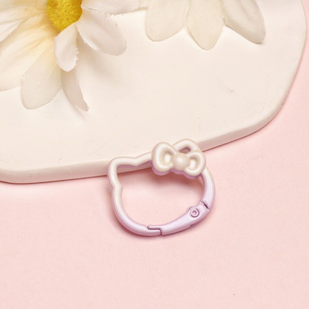 28*24mm Paint Gradual Change Color Spring Buckle Opening Ring Kt Cat Spring Ring Keychain DIY Accessories Alloy Accessories Wholesale