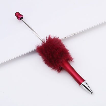 DIY plush bead pen new bead-piercing hairball bead pen cross-border Beadedpen cute cartoon gift pen
