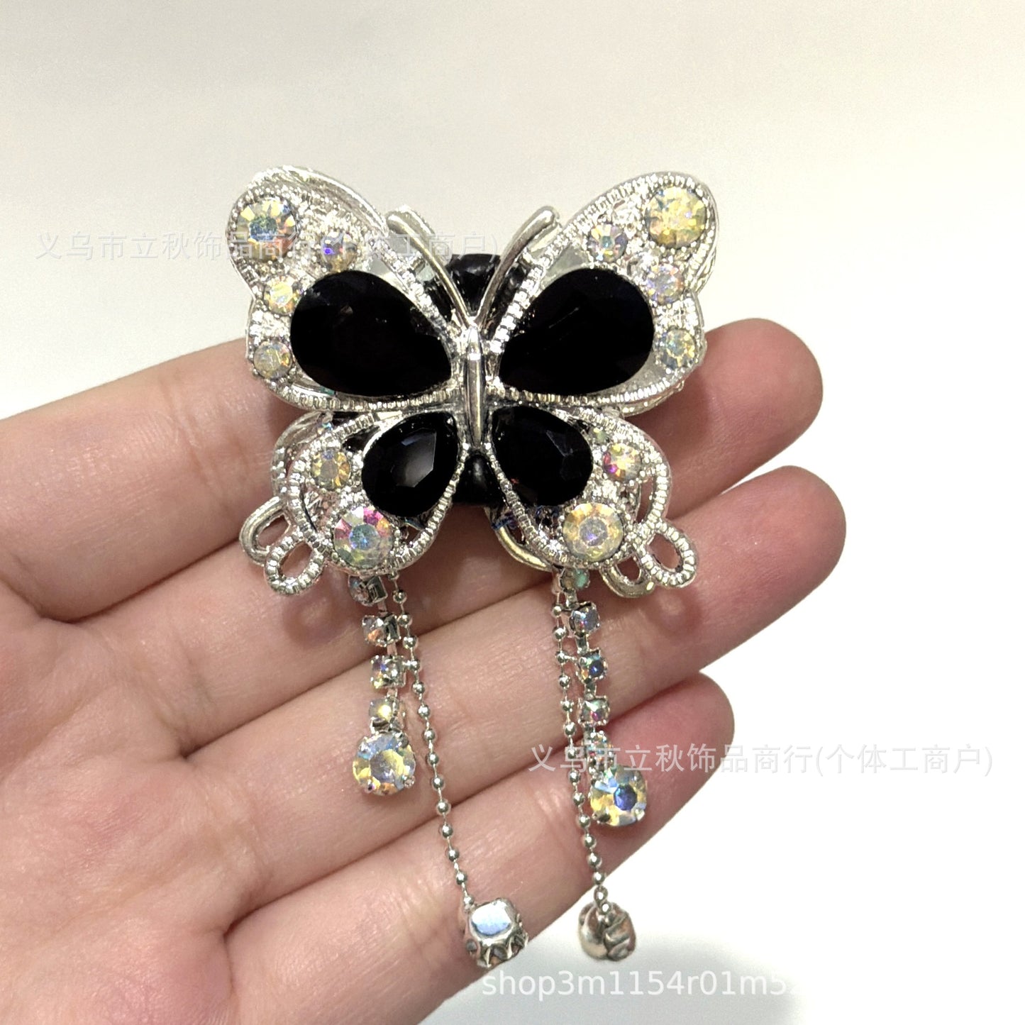 Heavy Industry Soft Pottery Three-dimensional Advanced Sense Butterfly Crystal Tassel Beads Wear Pen Loose Beads Handmade Mobile Phone Chain Accessories DIY