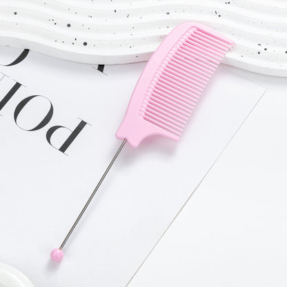 DIY Beaded Comb Hair Highlights Comb Beauty Styling Comb Steel Needle Comb Plastic Tip Tail Comb Hair Salon Hair Tool