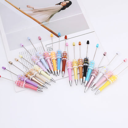 Cross-border DIY pearl flower bead pen handmade patch plastic ballpoint pen, cartoon flower bone pearl gift pen