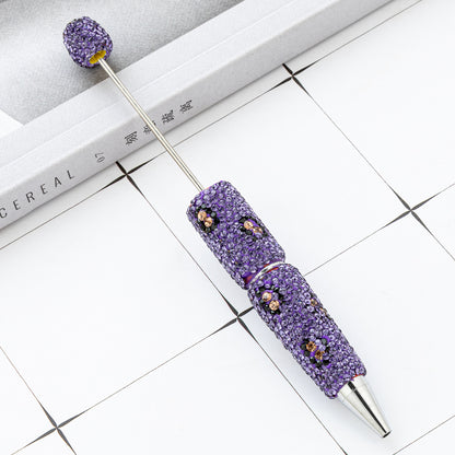 New DIY leopard print bead pen handmade diamond-set beaded ballpoint pen multi-color plastic bead pen wholesale