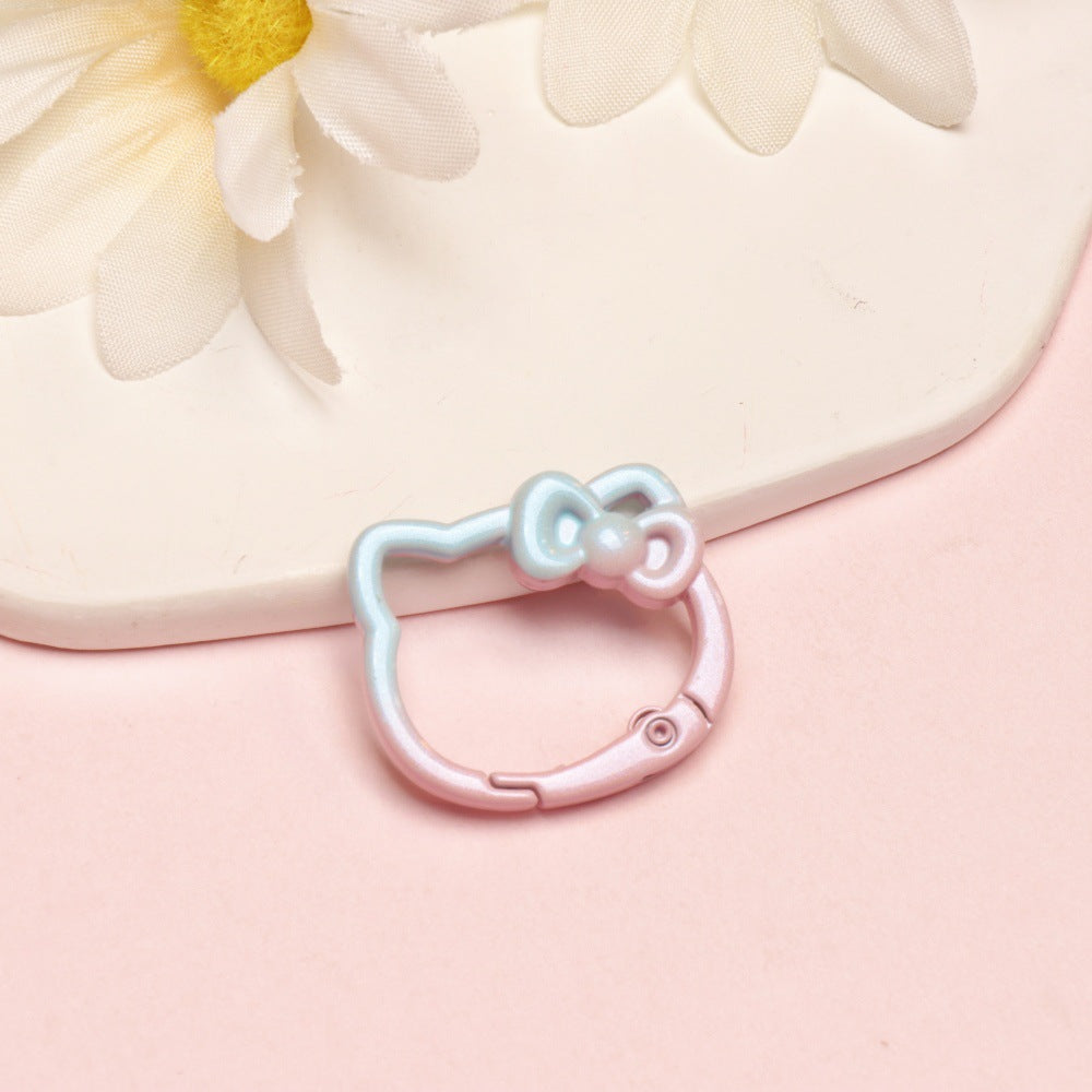 28*24mm Paint Gradual Change Color Spring Buckle Opening Ring Kt Cat Spring Ring Keychain DIY Accessories Alloy Accessories Wholesale