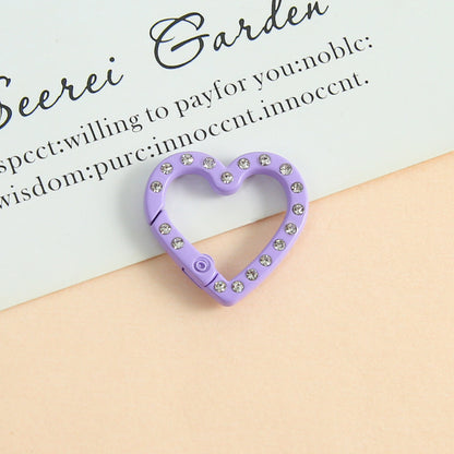 25 * 26Mm Candy Color Love Point Drill Spring Buckle Open Ring Mobile Phone Chain Keychain Handmade DIY Jewelry Accessories