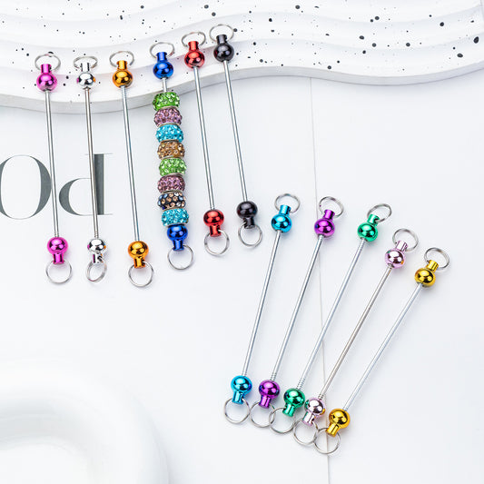 Creative new DIY beaded pole spot gradual change color color beaded keychain pole accessories pendant wholesale