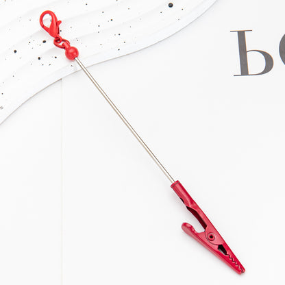 New Beaded Lobster Buckle Clip Business Card Clip Metal Toothed Crocodile Note Clip Bag Pendant Student Keychain