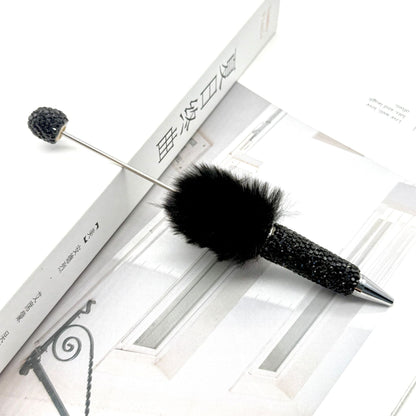 Hairball AB full drill bead pen, pen cap with drill pure hand sticker drill ballpoint pen beadedpen cute plush pen