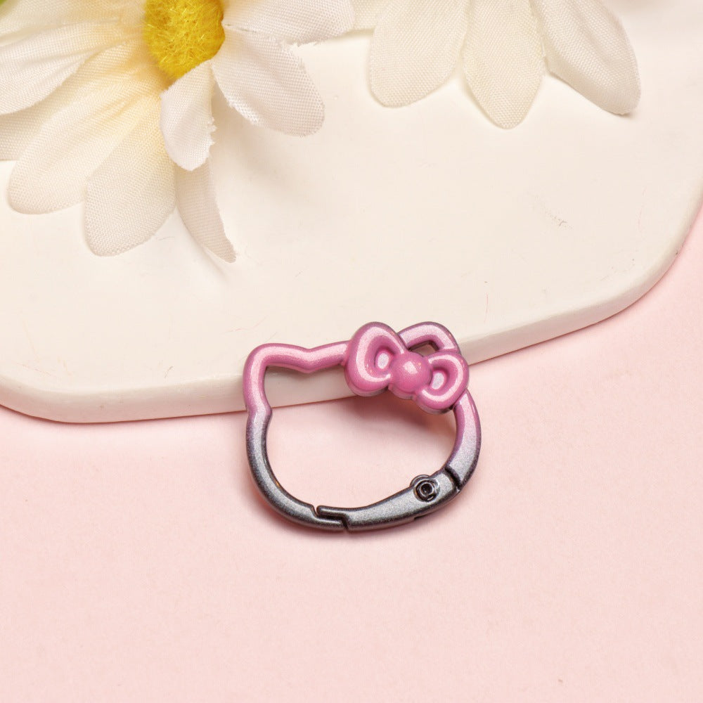 28*24mm Paint Gradual Change Color Spring Buckle Opening Ring Kt Cat Spring Ring Keychain DIY Accessories Alloy Accessories Wholesale