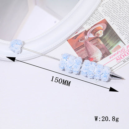 New heavy industry color flower luminous bead pen heavy industry DIY handmade beaded pen holder accessories