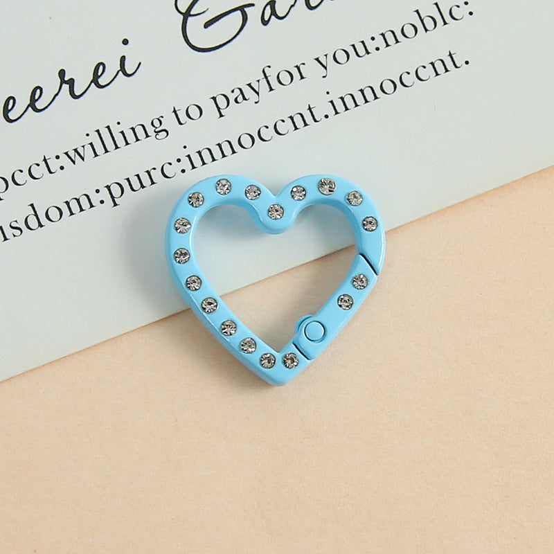 25 * 26Mm Candy Color Love Point Drill Spring Buckle Open Ring Mobile Phone Chain Keychain Handmade DIY Jewelry Accessories