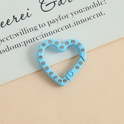 25 * 26Mm Candy Color Love Point Drill Spring Buckle Open Ring Mobile Phone Chain Keychain Handmade DIY Jewelry Accessories