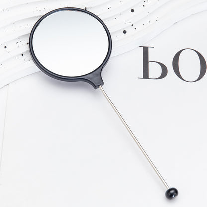 New DIY beaded handle mirror handheld makeup mirror portable single-sided vanity mirror plastic portable makeup mirror