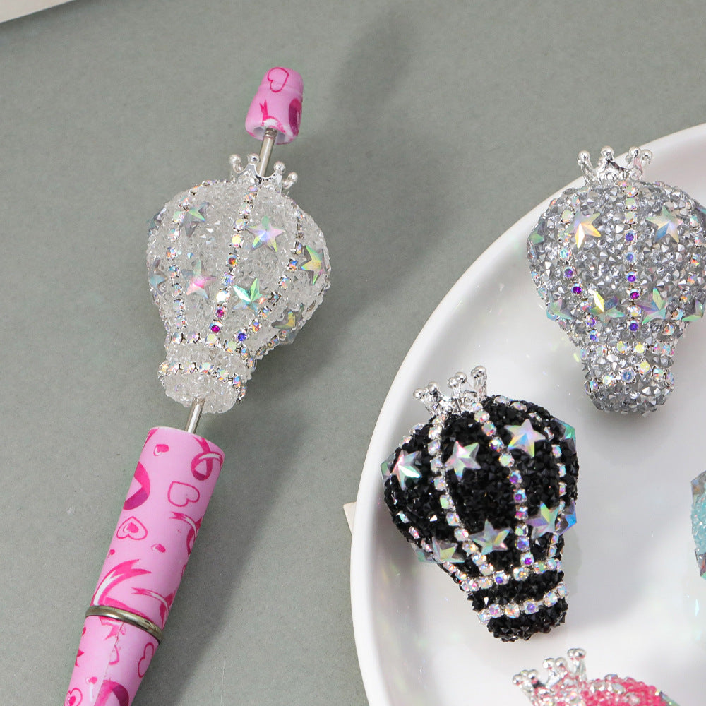 TK new diamond-encrusted vertical hole hot air balloon loose beads DIY mobile phone chain keychain bead pen necklace bead accessories