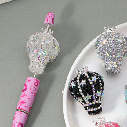TK new diamond-encrusted vertical hole hot air balloon loose beads DIY mobile phone chain keychain bead pen necklace bead accessories