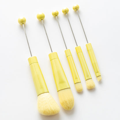 DIY metal handle string beads makeup brush set, concealer brush, eyeshadow brush, eyebrow brush, makeup, makeup tools wholesale