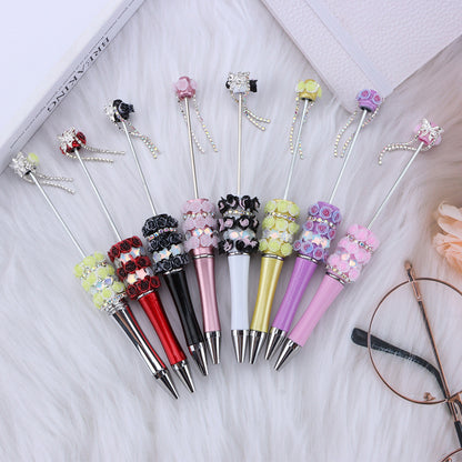 Creative DIY rose petal bead pen, exquisite handmade diamond beaded pen, girl heart blind box gift pen
