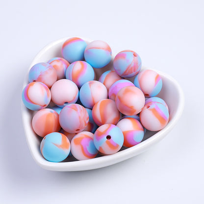 15mm Sweet Candy Color Silicone Beads Handmade Beaded Necklace Bracelet Accessories Food Grade Mixed Color Silicone Loose Beads Wholesale