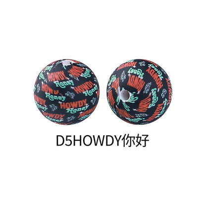 15mm new rhombus pattern silicone beads water transfer leopard print bracelet beaded jewelry silicone loose beads wholesale